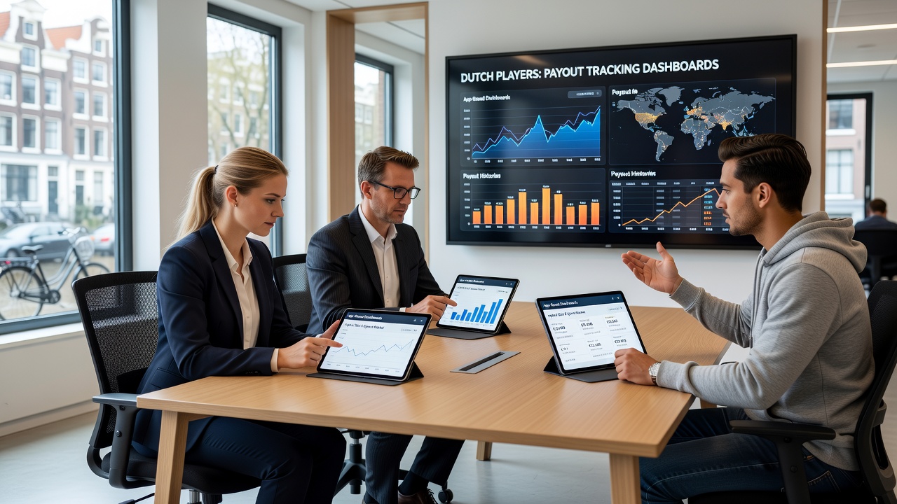 Gebruikers analyseren uitbetalingsdata in een app-dashboard voor slots en sportweddenschappen